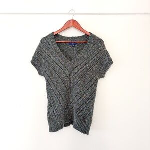 AEO Knit Sweater Grey V-Neck Multicolored Speckled Size Medium